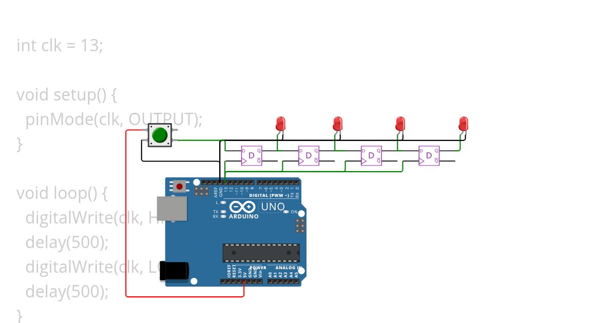 Arduino 4-bit Shift Register simulation
