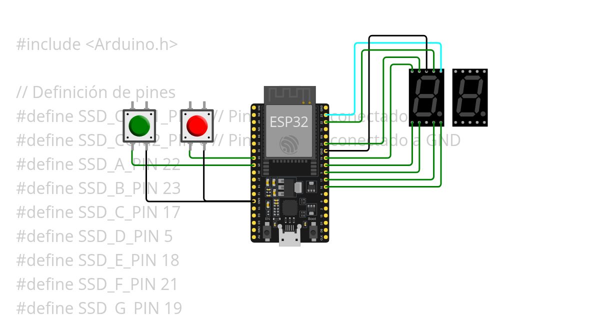 Contador con display de 7 segmentos simulation
