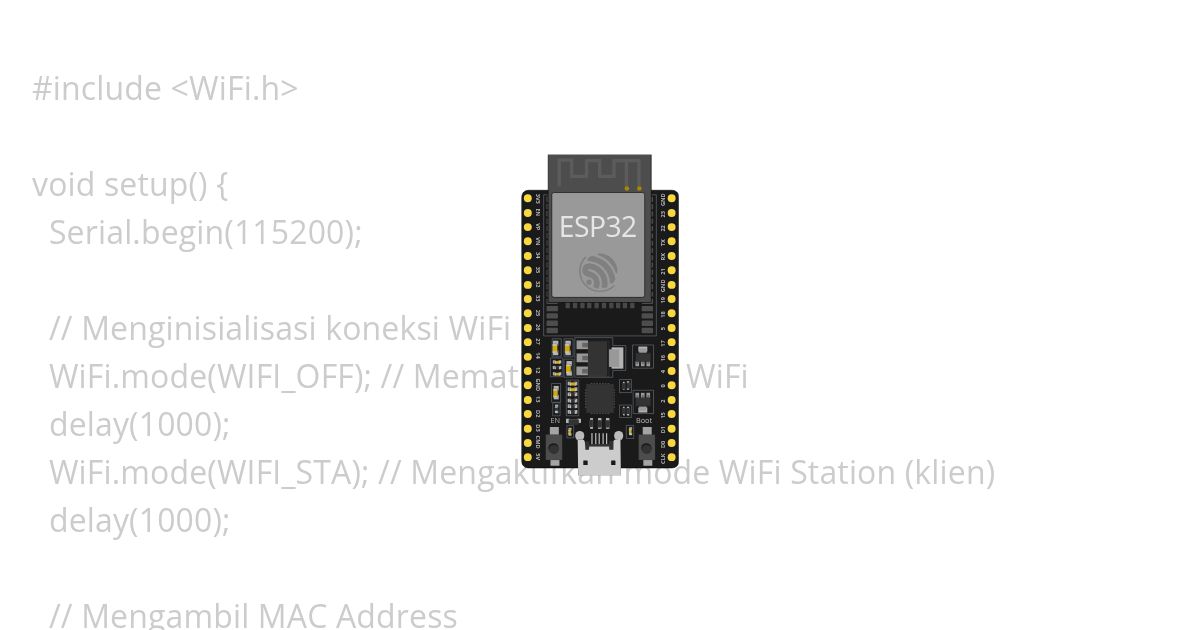 Mendapatkan mac address dari esp32 simulation