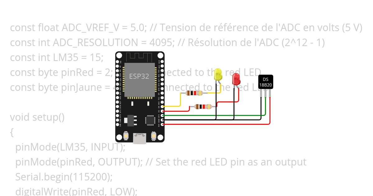 temperature 2 pin jaune-rouge simulation