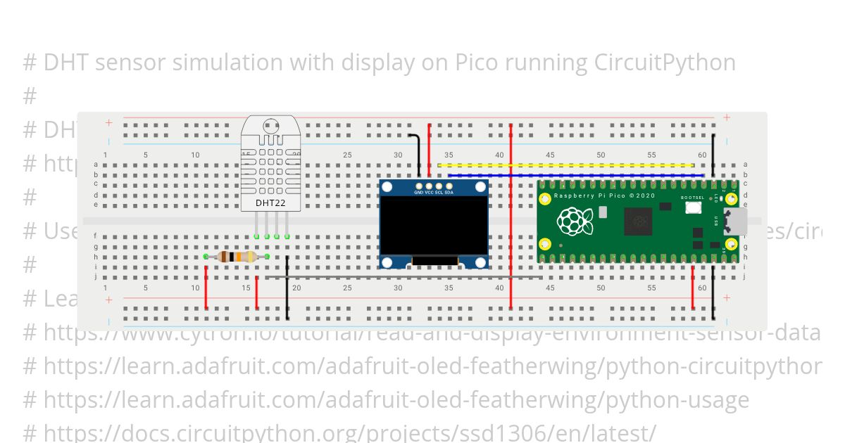 Pico with display & temperature sensor (CircuitPython) simulation