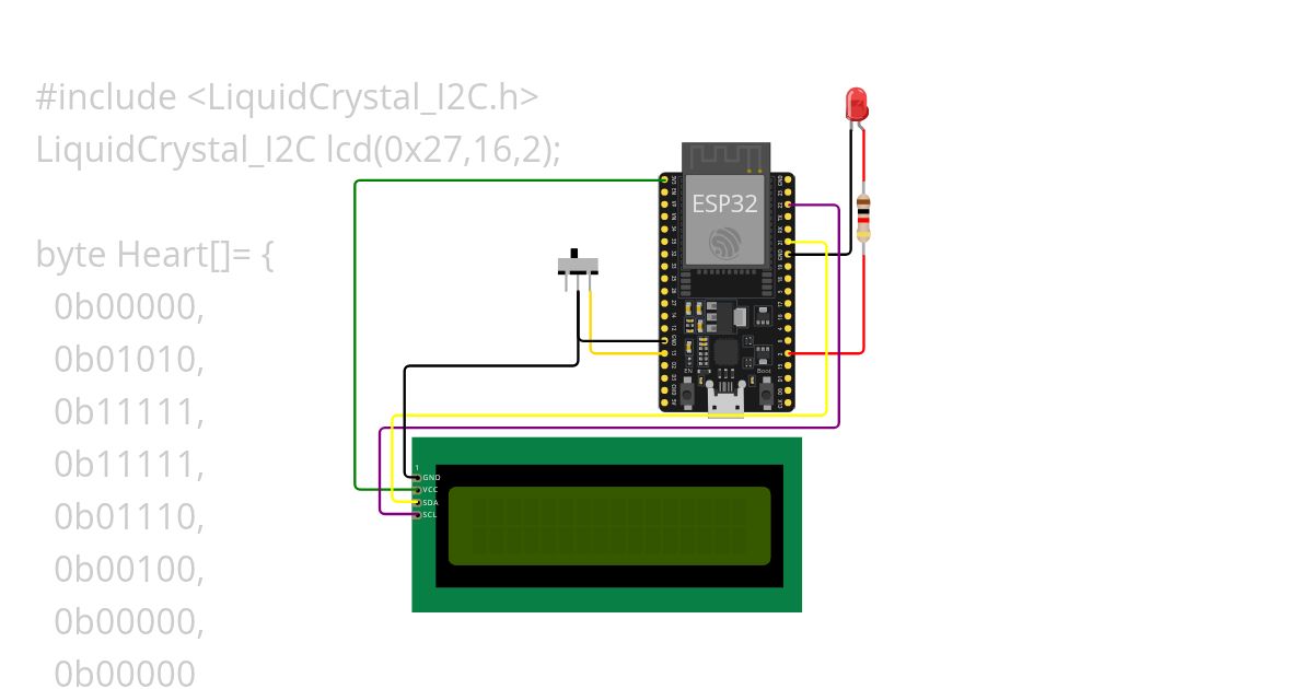 LCD I2C HEART simulation
