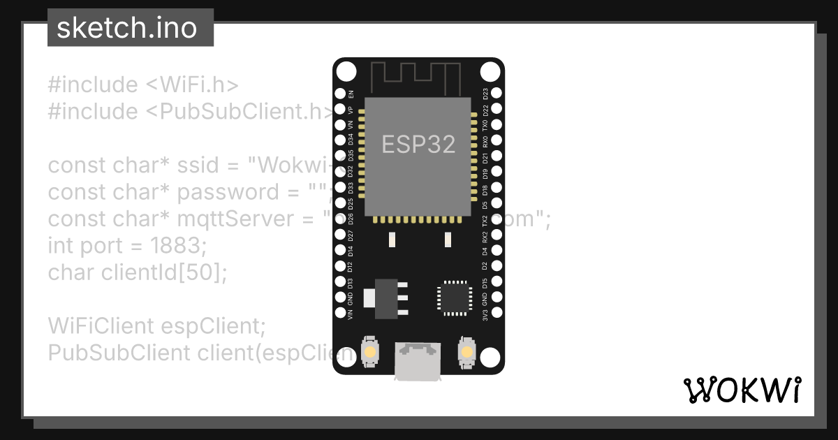 Test connection mqtt to serial wokwi esp32 stm32 arduino simulator