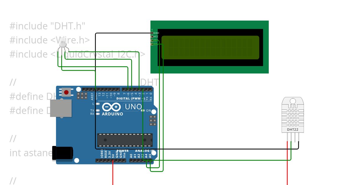 lcd view temp & hum with DHT simulation