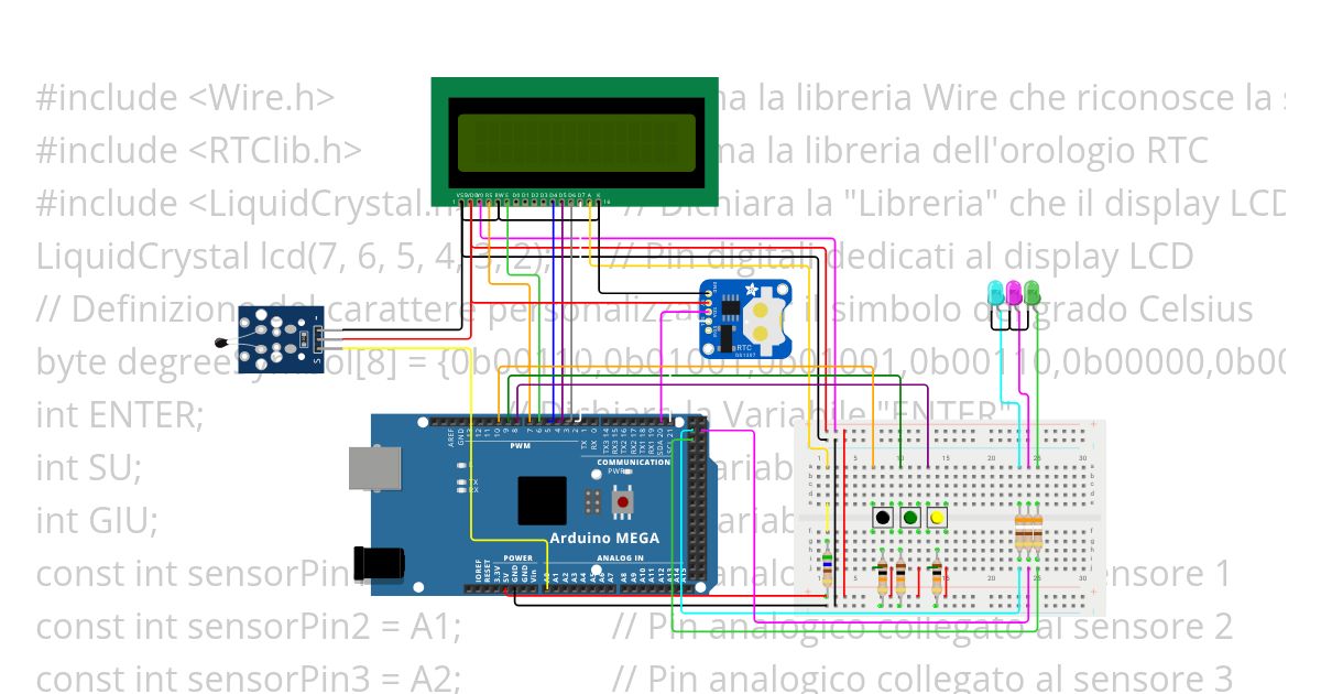 Menù con funzioni attive_temperature_Orologio simulation