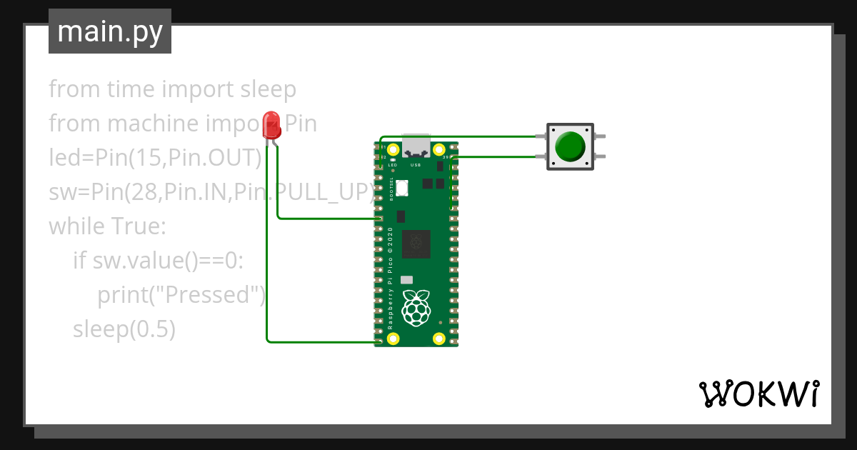push button led - Wokwi ESP32, STM32, Arduino Simulator