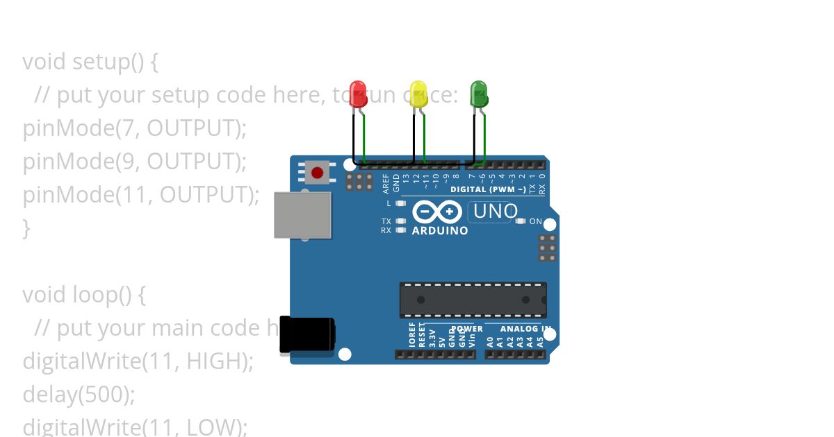 Projek  lampu LED wokwi arduino uno simulation