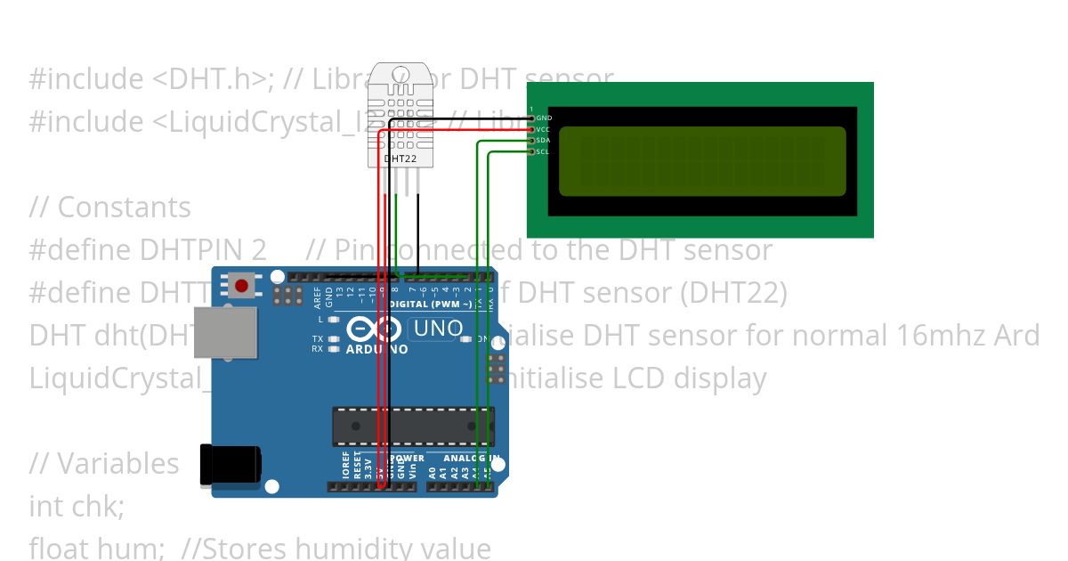 Temp and Humidity Sensor Display simulation