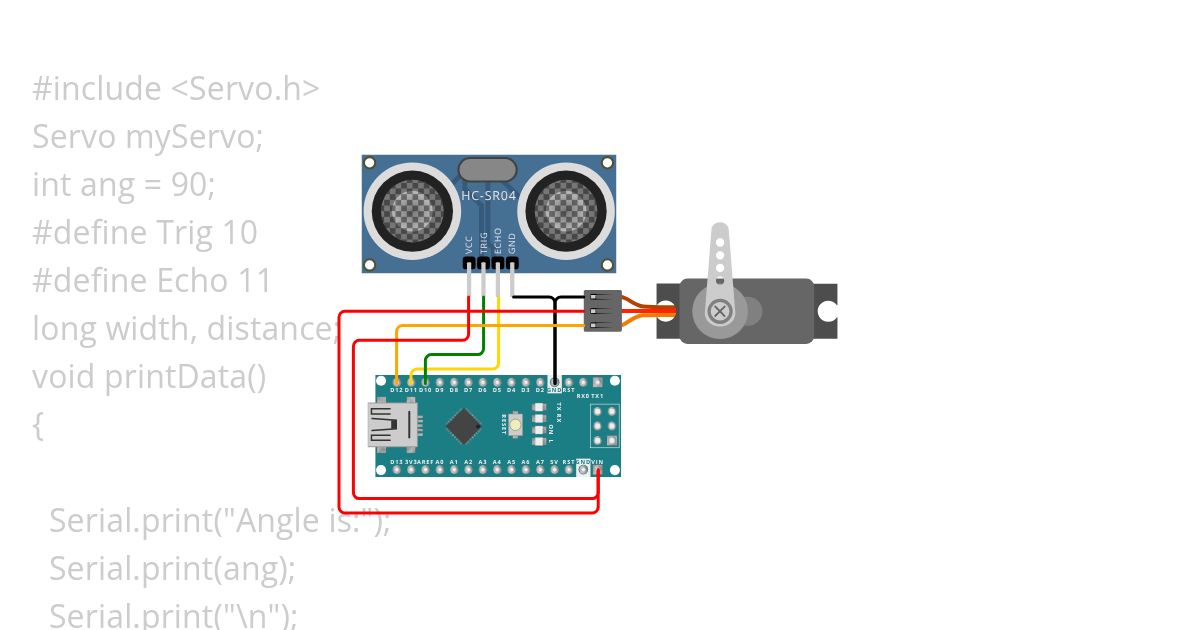 servo + ultra sonic simulation