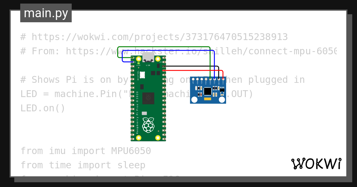 Pico with GY-521 IMU Copy - Wokwi ESP32, STM32, Arduino Simulator