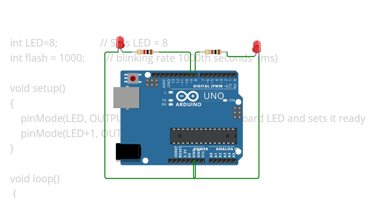 5 Two LEDs Blink simulation
