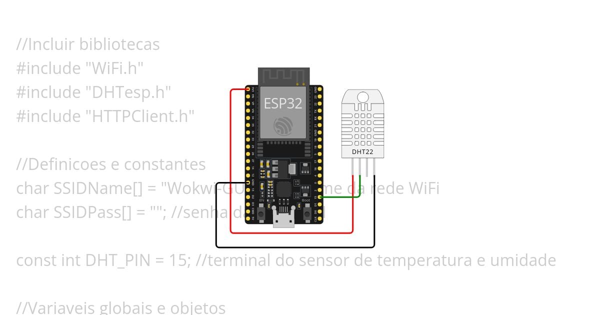 ESP32 WiFi com DHT22 e WhatsApp simulation