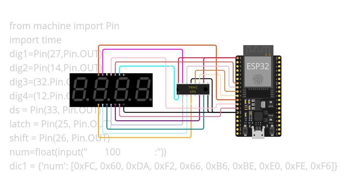 4xLED Display NumberS 74HC595 simulation