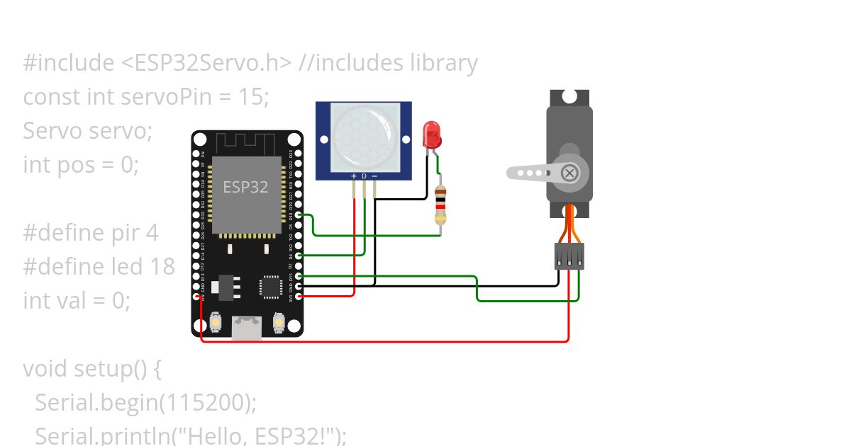 PIR with servo simulation