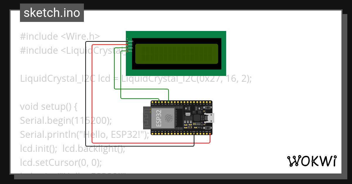 I2C LCD - Wokwi ESP32, STM32, Arduino Simulator
