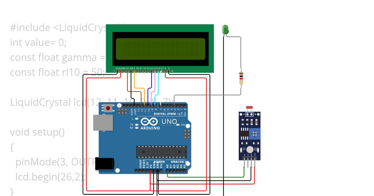 Photoresistor (LDR) 01 simulation