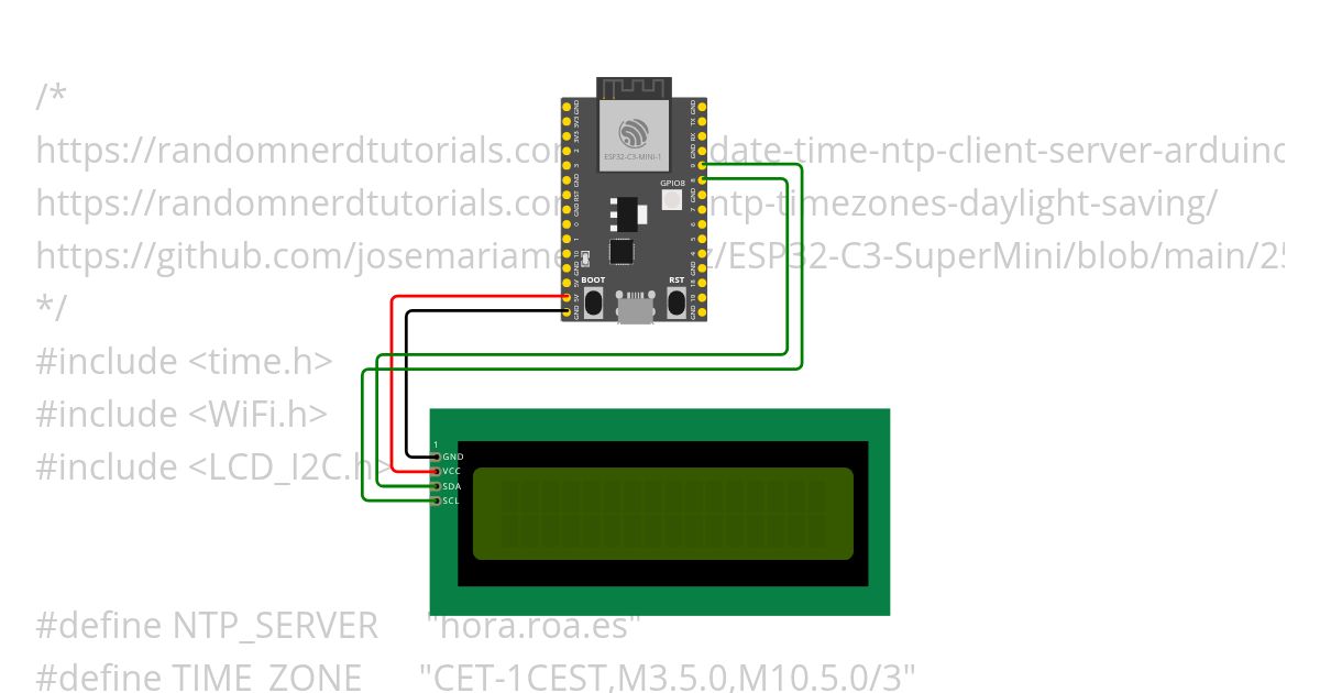 ESP32-C3 NTP clock simulation
