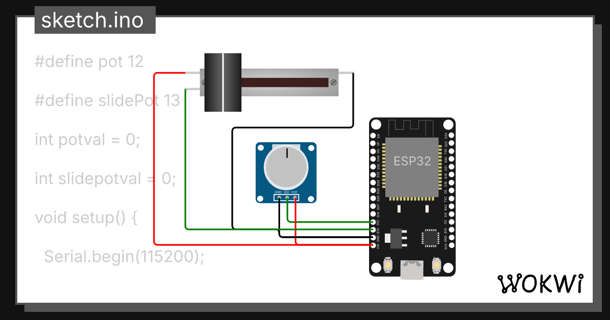 Basic Electronics - Potentiometer - Wokwi ESP32, STM32, Arduino Simulator