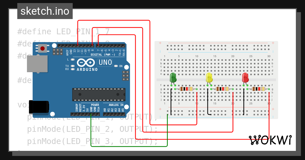 Percobaan Traffic Light Sederhana - Wokwi ESP32, STM32, Arduino Simulator