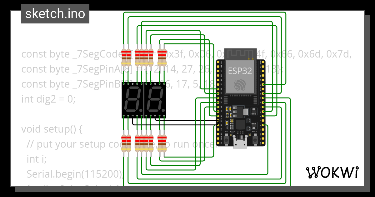 2 Digits Seven Segments Display 2 Wokwi Esp32 Stm32 Arduino Simulator 1063