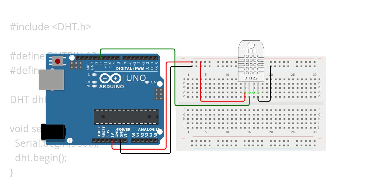 Rangkaian Sensor Suhu dan Kelembapan simulation