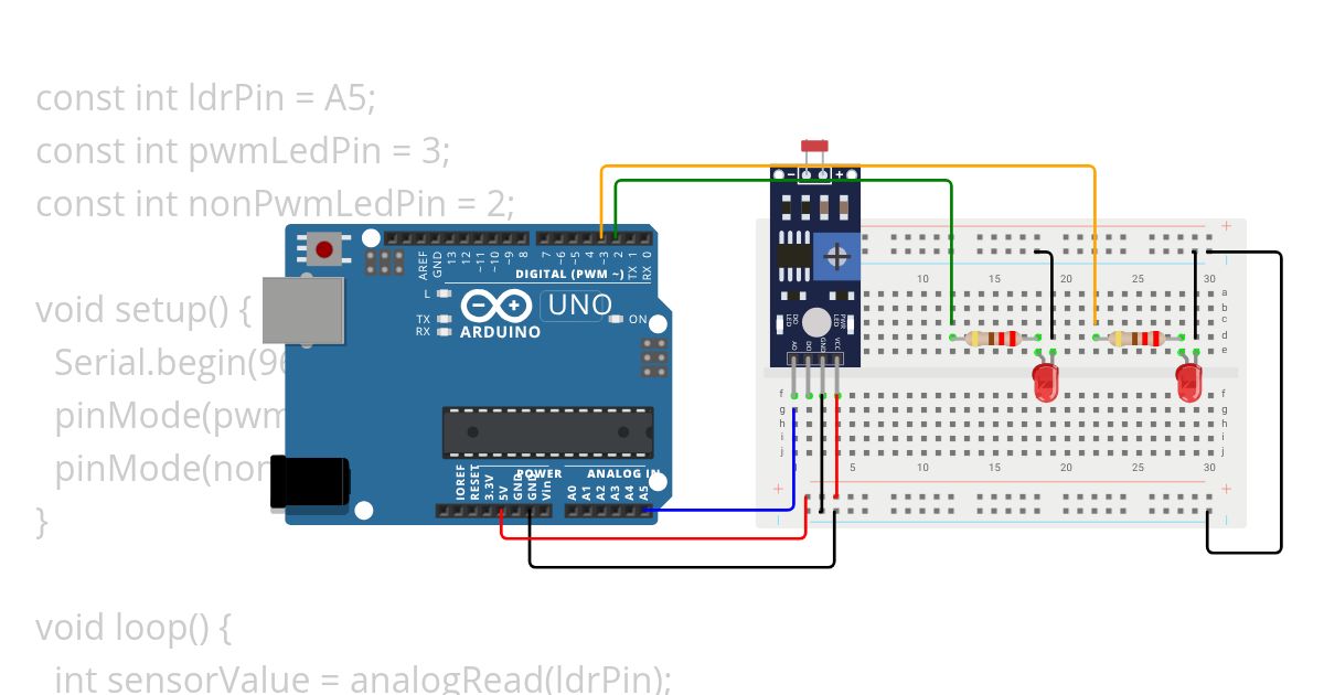 Rangkaian Sensor LDR simulation