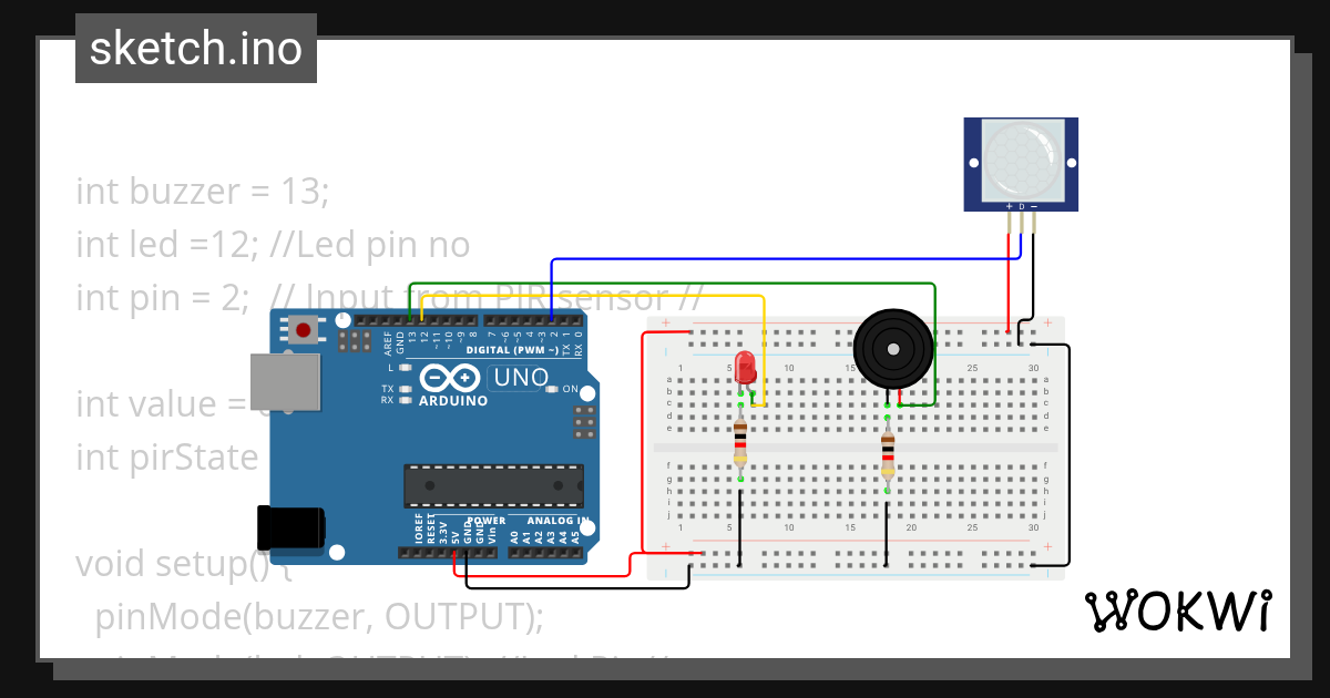 PIR motion sensor - Wokwi ESP32, STM32, Arduino Simulator