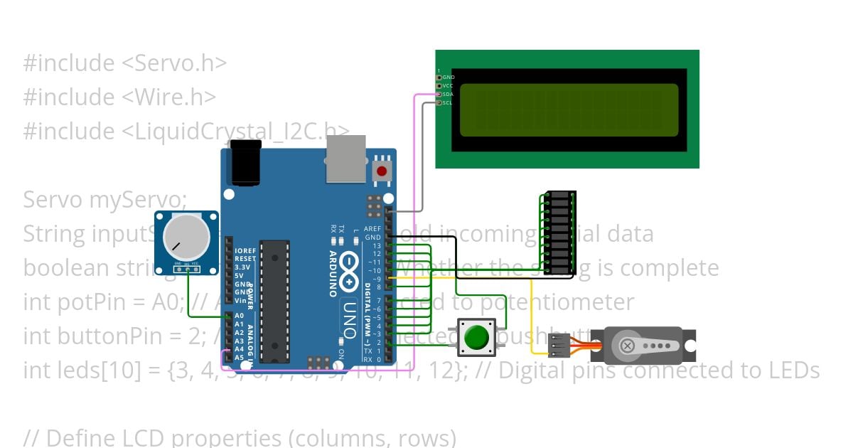 Servo Control Using pot and Serial Monitor simulation