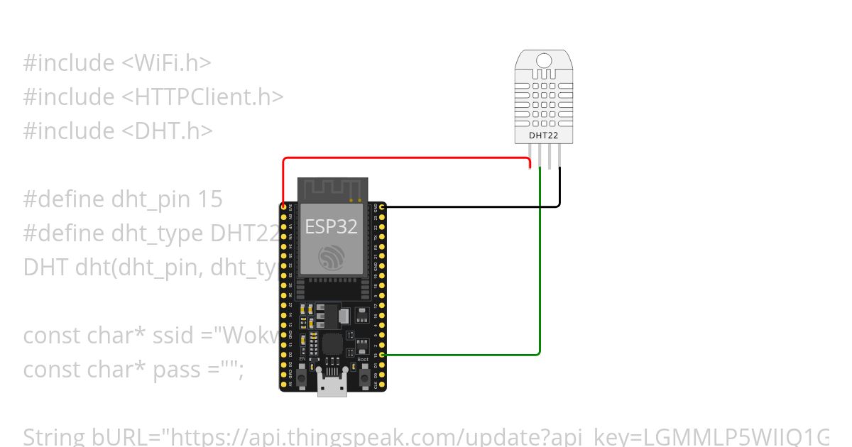 ESP32 - DHT22 - ThingSpeak simulation