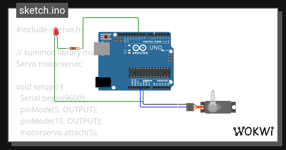 motor servo - Wokwi ESP32, STM32, Arduino Simulator