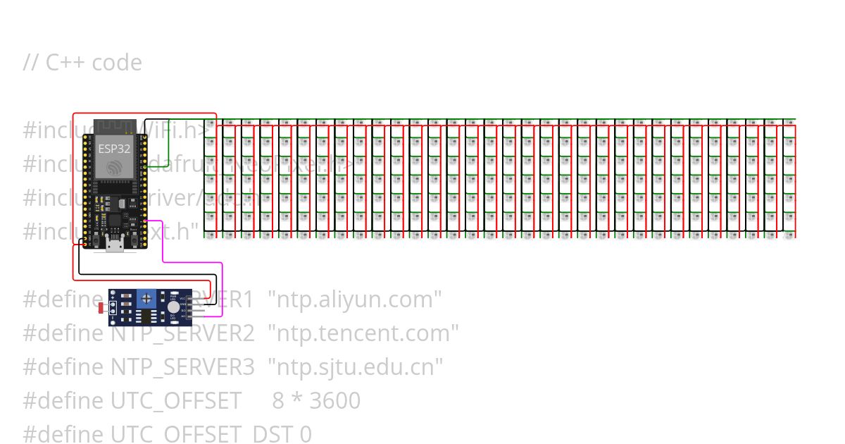 ESP32 NTP 8x32 ws2812b Clock simulation