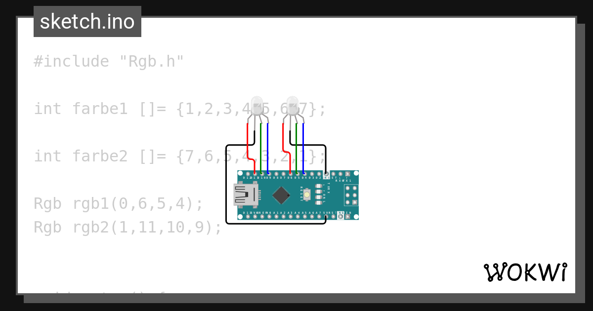 RgbOOPLG63 2 zeilen farbe andern - Wokwi ESP32, STM32, Arduino Simulator