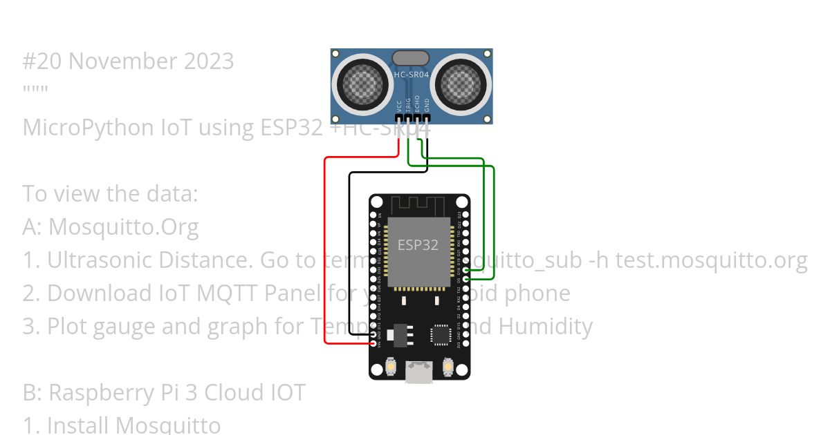 ESP32+HC-SR04 MQTT simulation