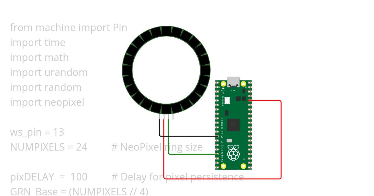 NeoPixel LED Ring 彩虹特效 Micropython simulation