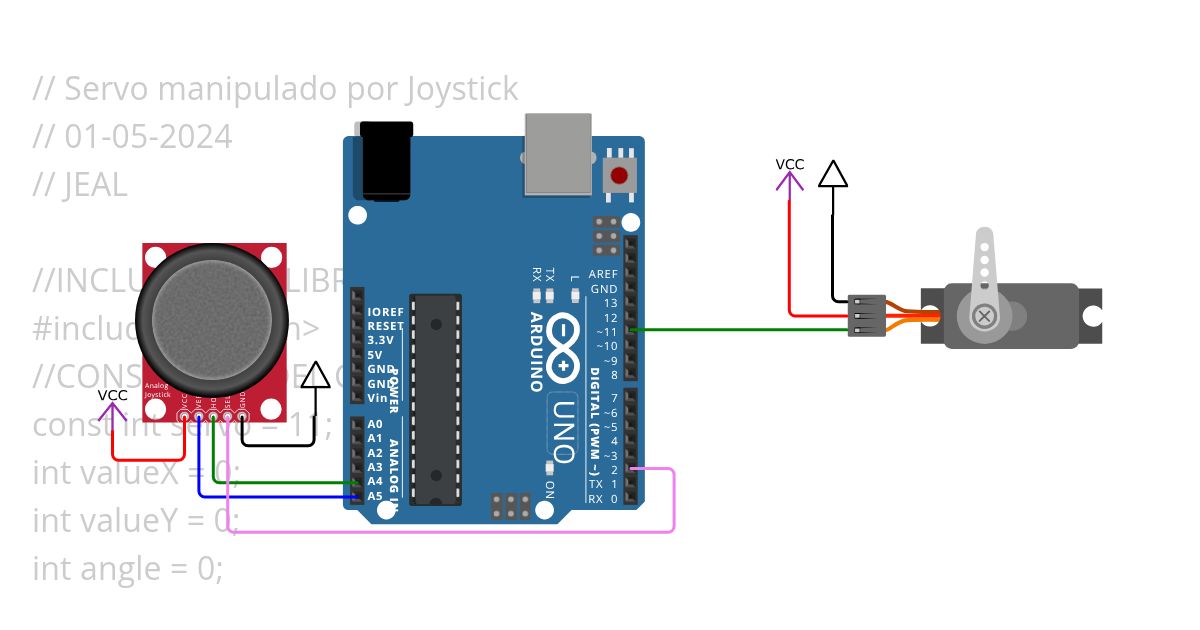 Joystick con 1 Servo simulation