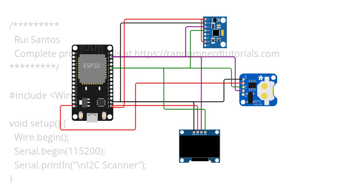 ESP32 I2C Bus Scanner simulation