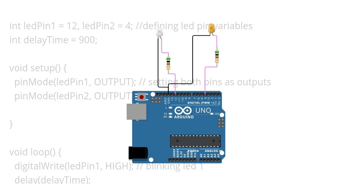 2 blinking Leds simulation