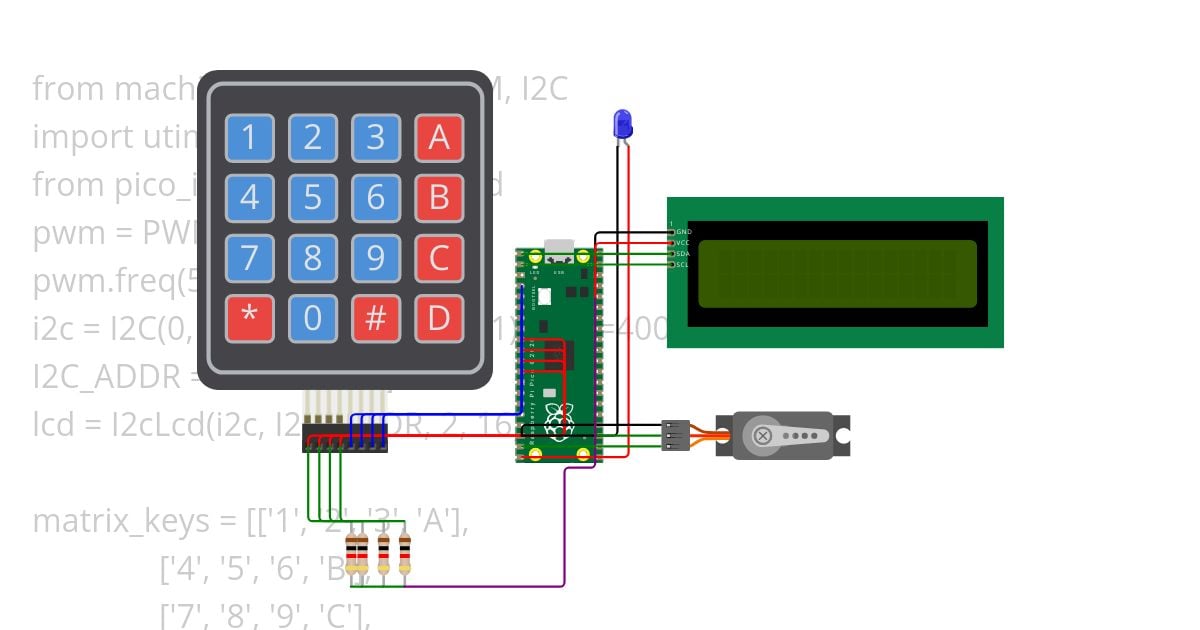 Electronic Safety Device for Door lock with Raspberry Pi PICO project Copy simulation