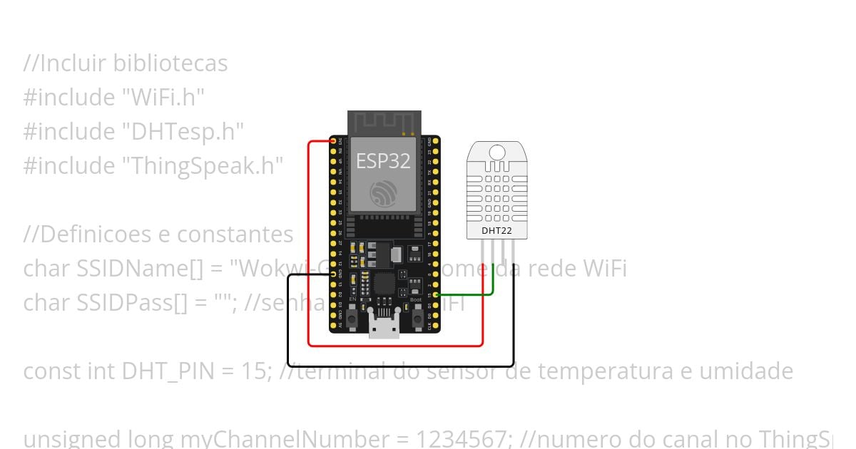 ESP32 WiFi com DHT22 e ThingSpeak simulation