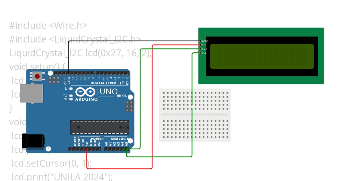 Percobaan LCD I2C  simulation