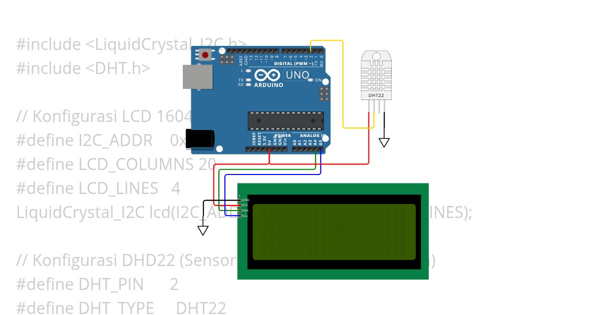 12-Temperature Humidity LCD 4 Baris simulation