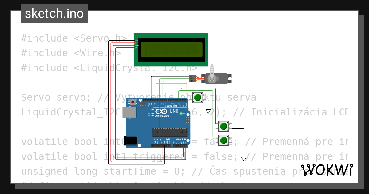 INT0-2xLED-servo Copy - Wokwi ESP32, STM32, Arduino Simulator