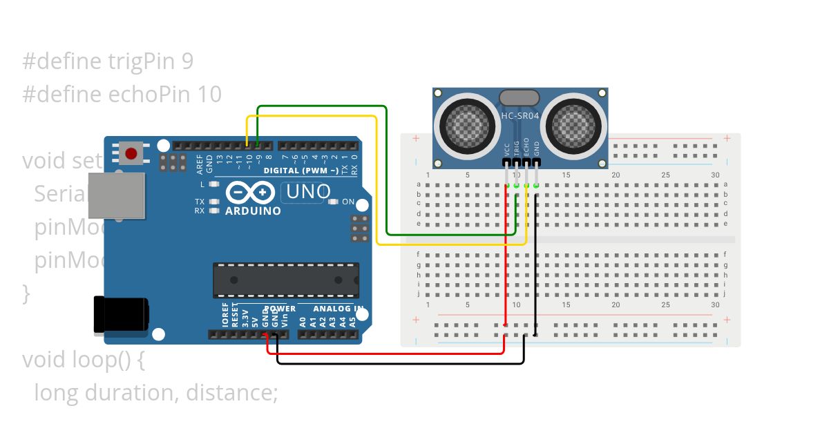 Rangkaian Sensor Ultrasonic HC-SR04 simulation