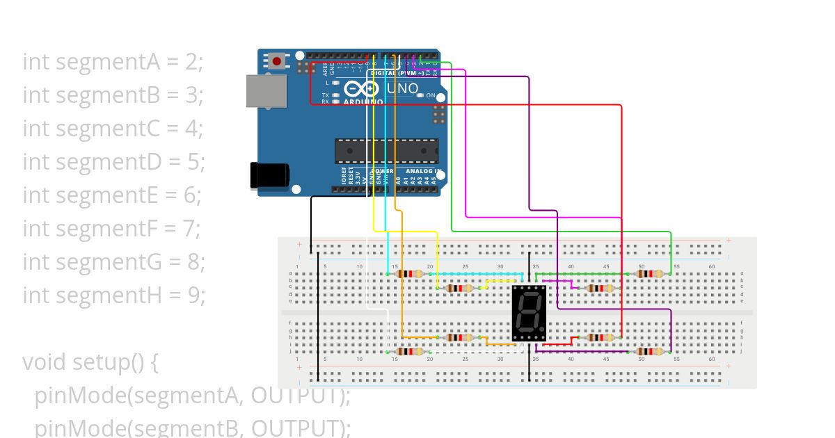 Blinking 8 with resistor simulation