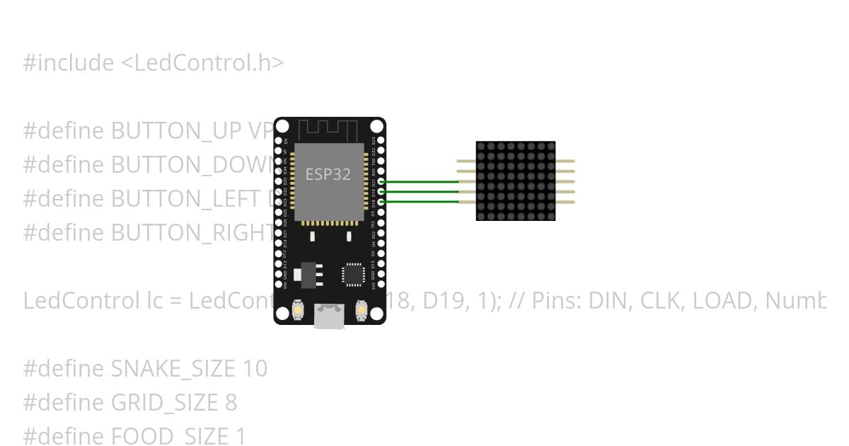 ESP32 OLED SD1306 snake C++  simulation