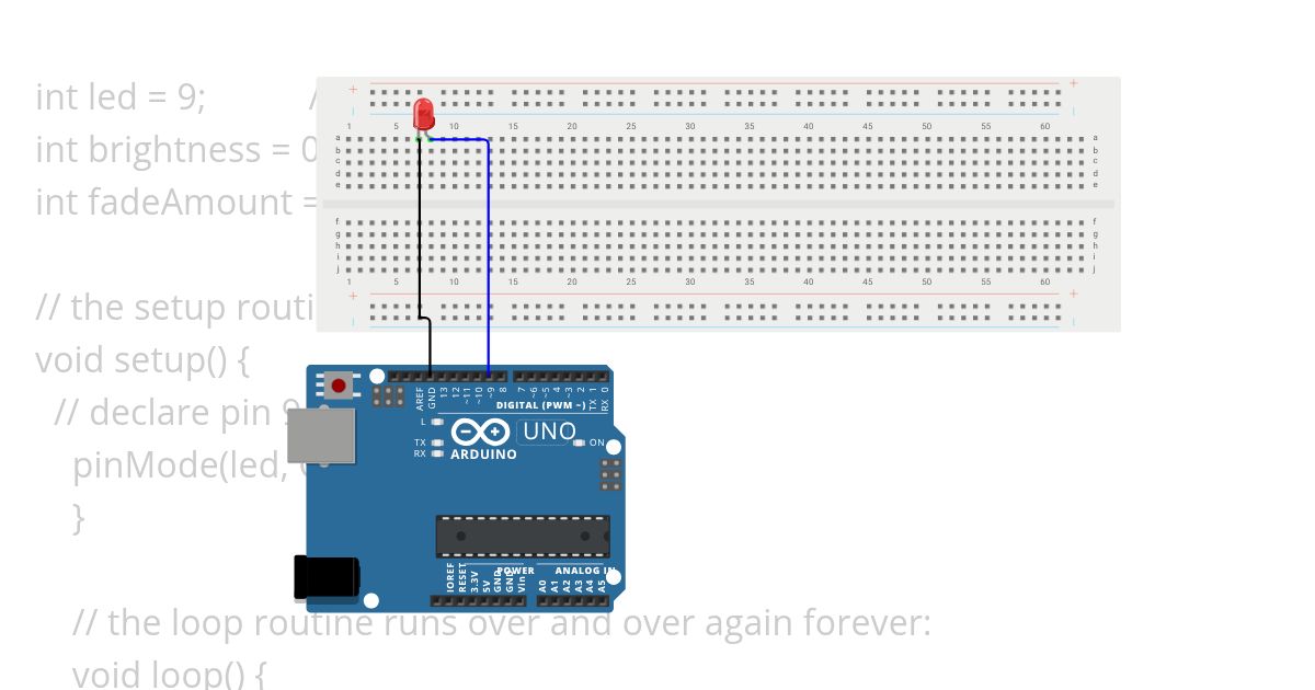 Assign 8 LED bright up down simulation