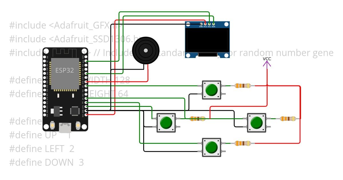 ESP32 OLED SSD1306 snake C++   simulation