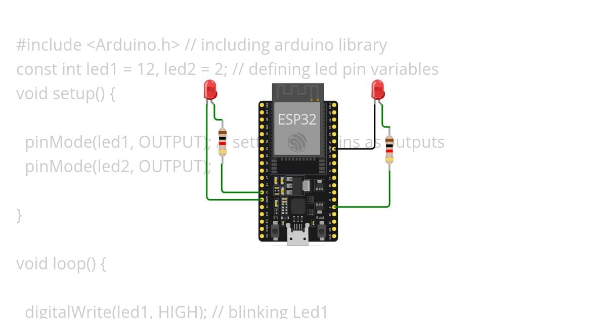 blinking leds- esp32 simulation