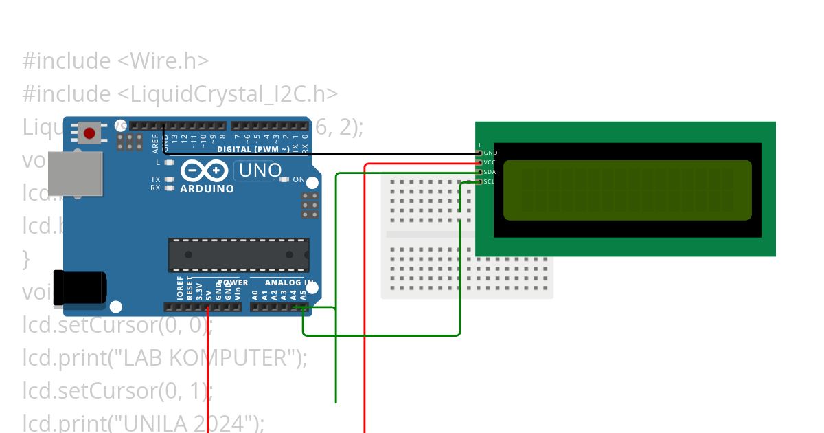 Percobaan  LCD I2C simulation