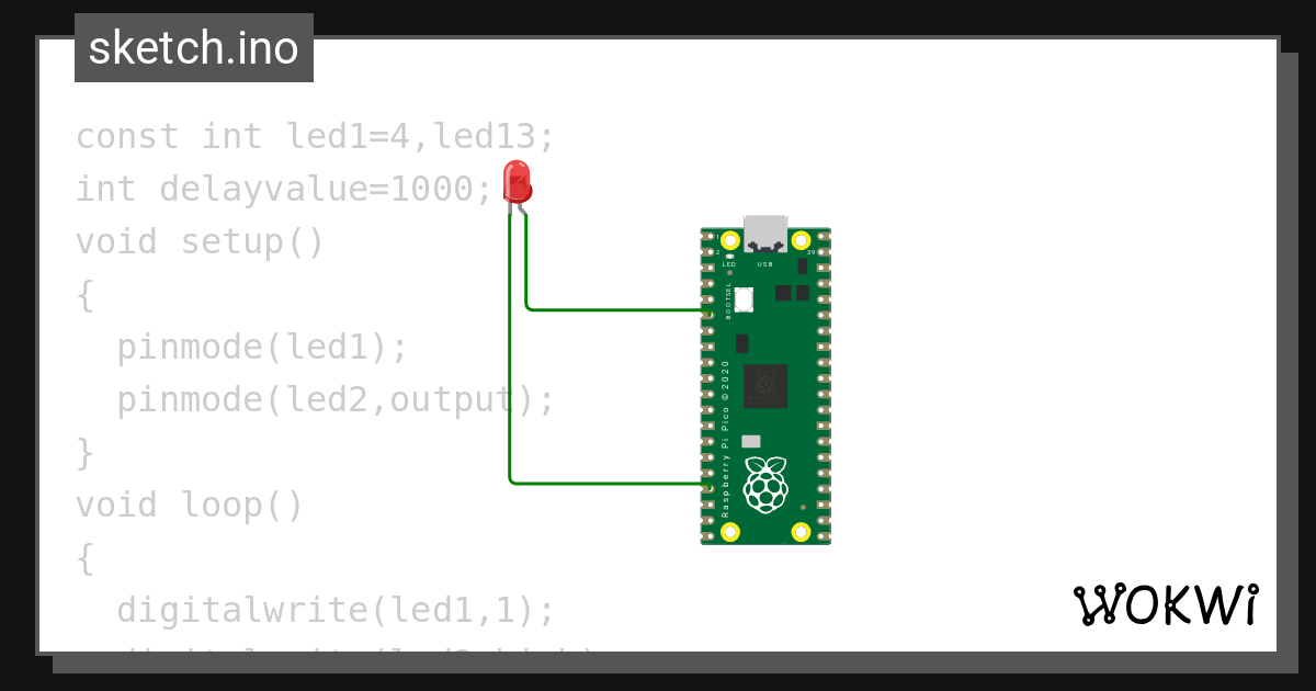 led connected Copy (2) - Wokwi ESP32, STM32, Arduino Simulator